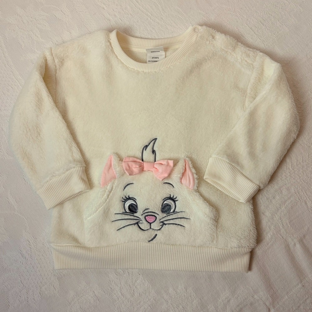 Disney Classics Marie The Aristocats Off White Fleece Sweatshirt 2T Cat Cozy